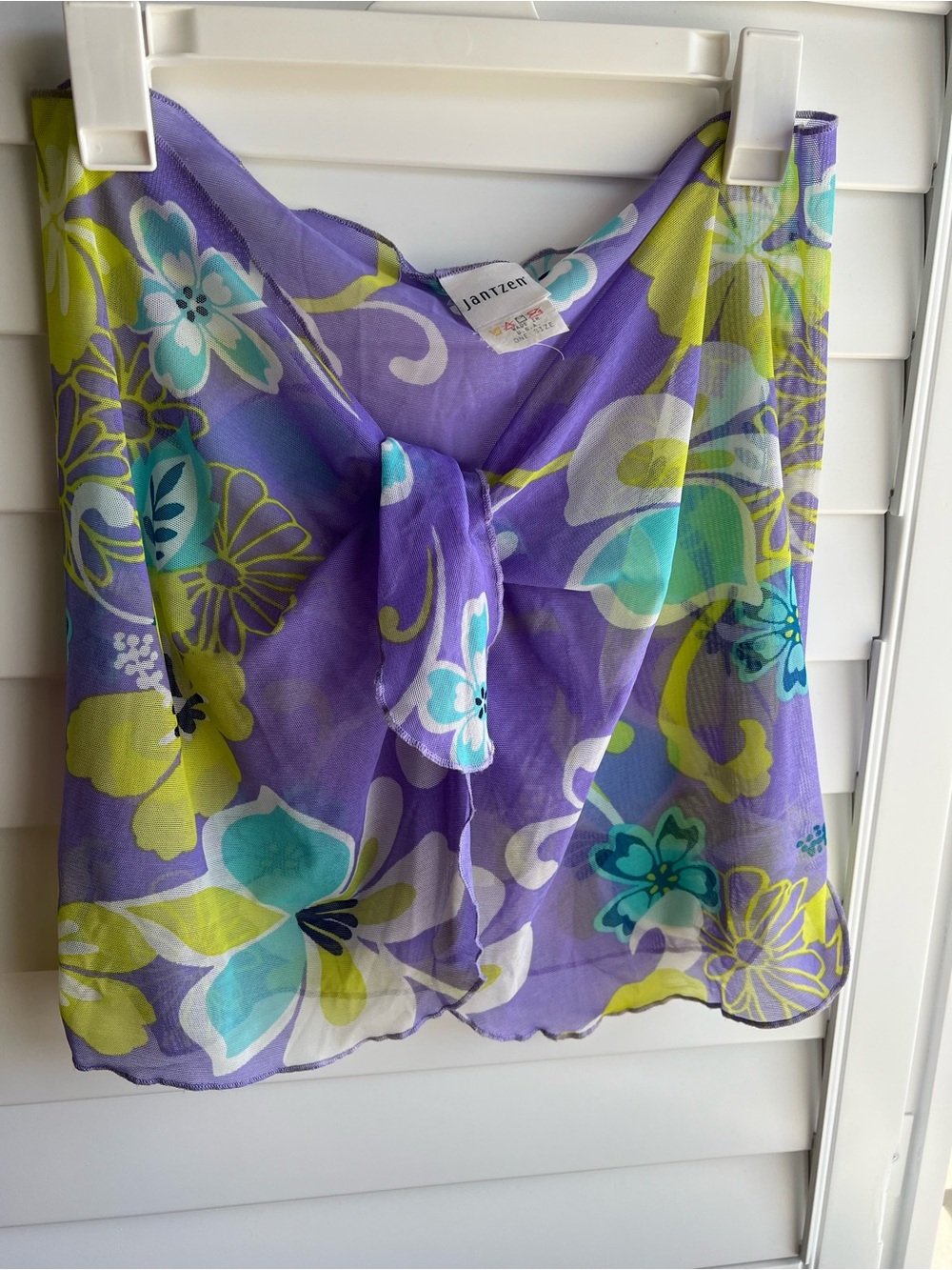 Jantzen Purple Floral Swim Cover-Up with Aqua and Lime Accents
